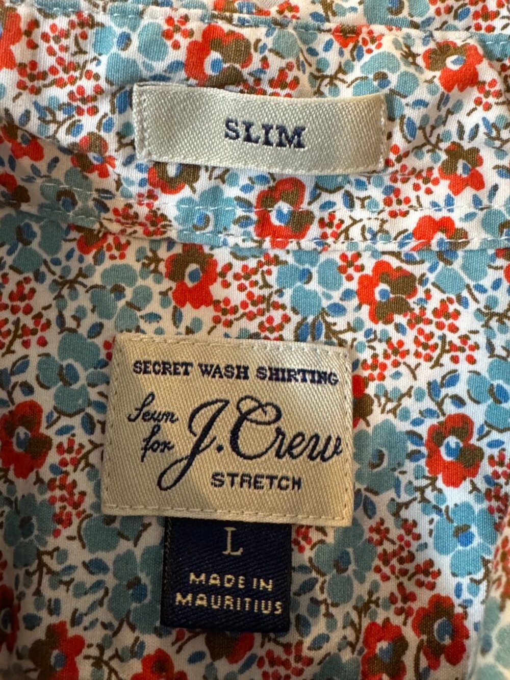 J. Crew Secret Wash Stretch Slim Men's L Floral Button Up Shirt Long Sleeve - Picture 5 of 10